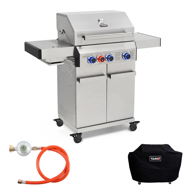 TAINO PLATINUM 3+1 Gasgrill Set Abdeckhaube Gasregler BBQ Sear-Zone Piezozündung