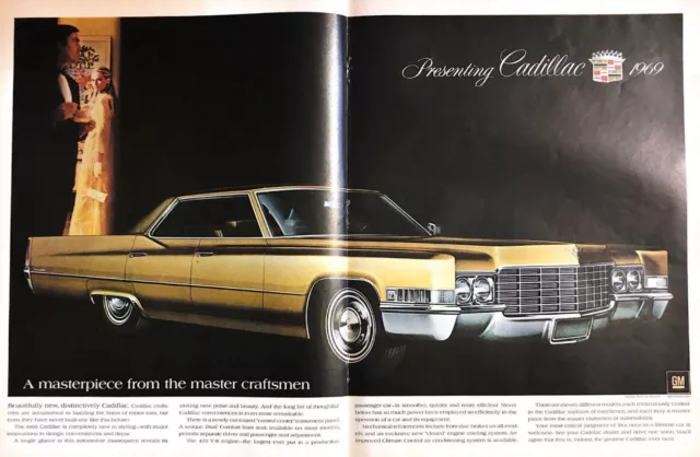 1968 Cadillac Vintage Print Ad TWO PAGES Masterpiece From The Master Craftsman