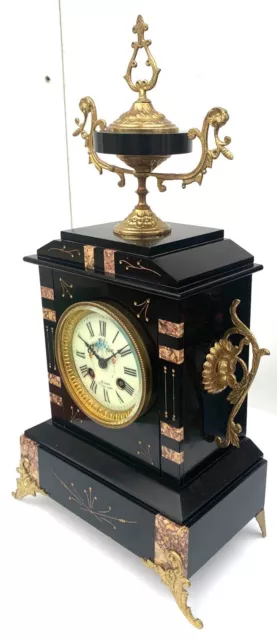 Amazing Style Antique French Slate Mantle Clock 8 Day Candelabra Clock Set C1880 2