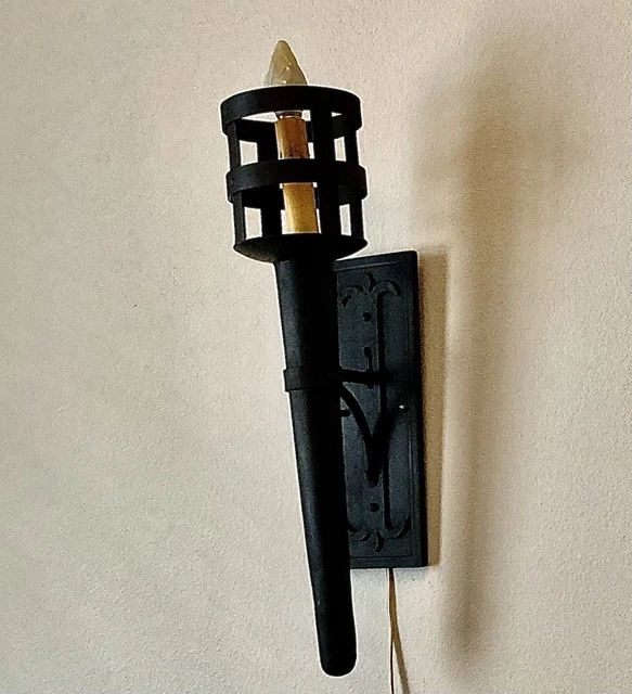 PAIR LARGE IRON Spanish Revival Style Wall Sconces, Hand Made Iron