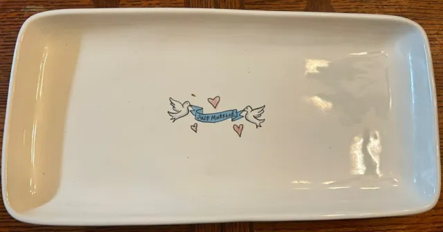 Rae Dunn Just Married Tray Plate Dove Banner Wedding Ceramic Home Decor