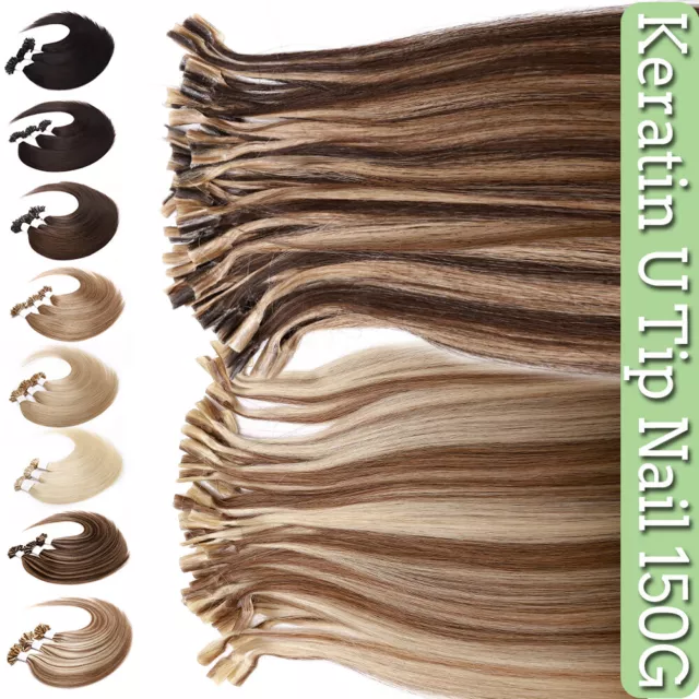Keratin Bonding Hair Extensions 100% Remy Echthaar Strähnen Haarverlängerung 300