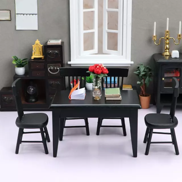 Simulation Miniature Dining Table Chair Set, Dolls House Furniture Set Dollhouse