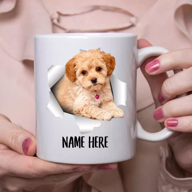 Funny Personalized Maltipoo Golden Red Custom Name White Coffee Mug