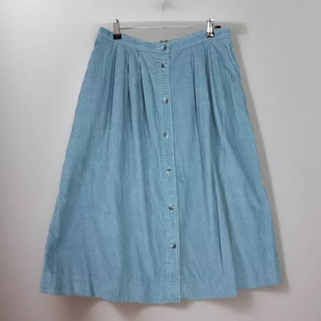 ALFRED DUNNER 18 Vtg Corduroy Skirt Button Front Light Baby Blue 90s ...