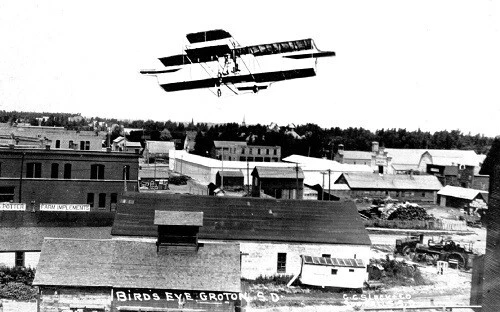Birds Eye View Airplane Groton South Dakota SD Reprint Postcard