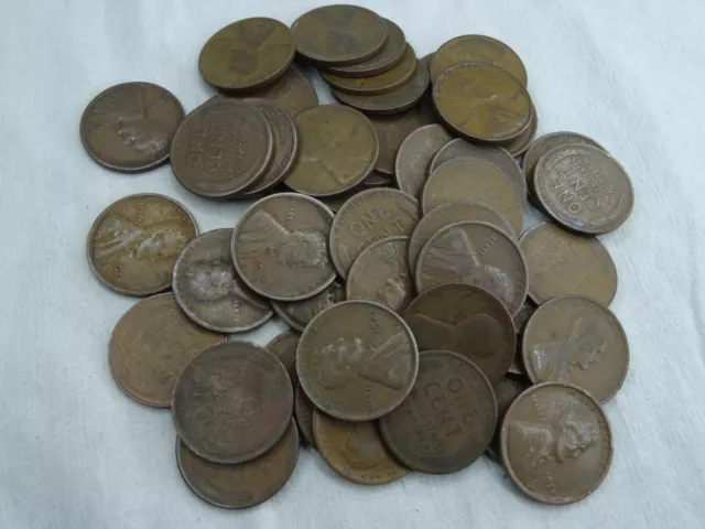1920-1929 Lincoln Wheat Cent 50 Coin Roll Avgerage Circulated Penny