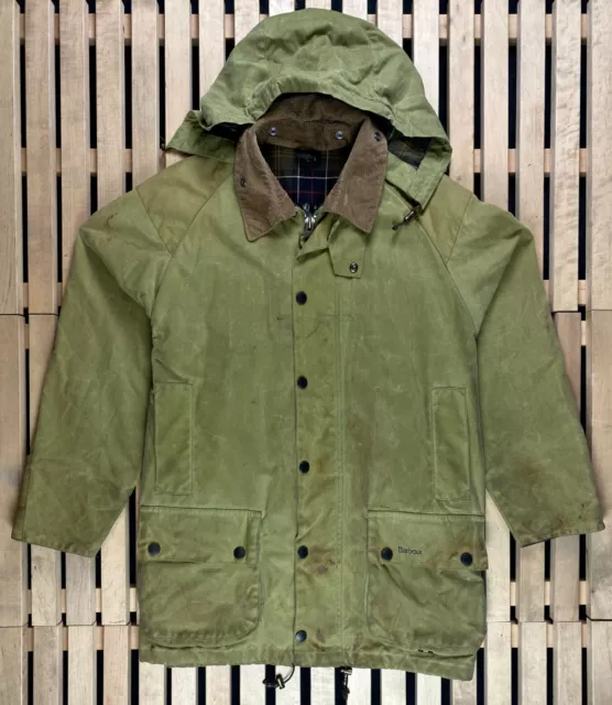 Mens Hooded Parka Jacket Barbour Beaufort Sporting Waxed A176 Size C44/112cm