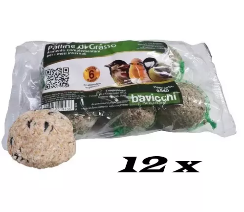 Promo 12 Confezioni - 6 Palle di Grasso per Uccelli Selvatici