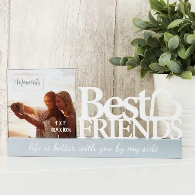 Best Friends Photo Frame 4 x 4 Sentiment Word Gift Block Picture Friendship