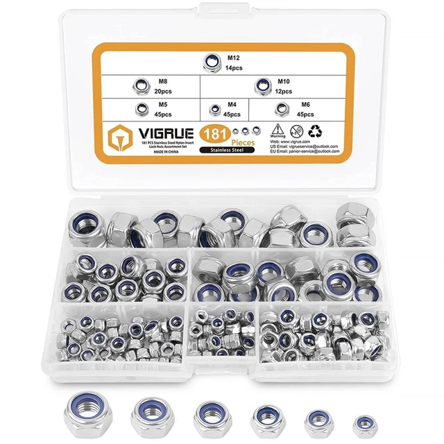 Dado di sicurezza Vigrue M4 M5 M6 M8 M10 M12 dado esagonale acciaio inox 181 pz