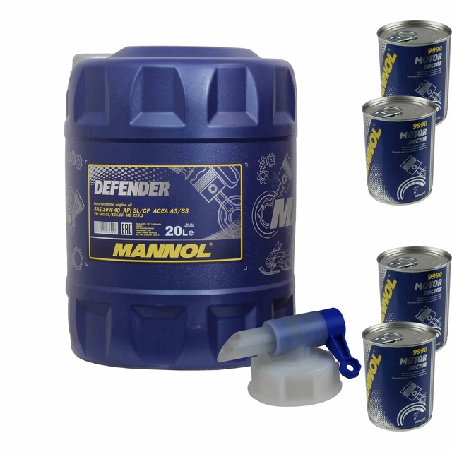 20L Olio Motore MANNOL Defender 10W-40 4x MANNOL Motore di Medico