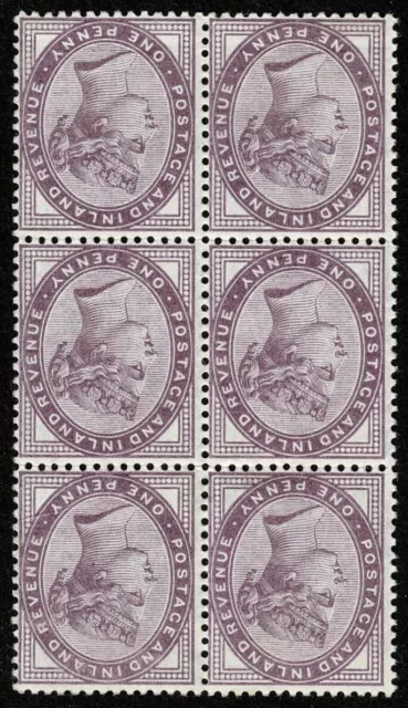 1881 1d Lilac SG 172 INVERTED WATERMARK Block of Six (Five Unmounted Mint)