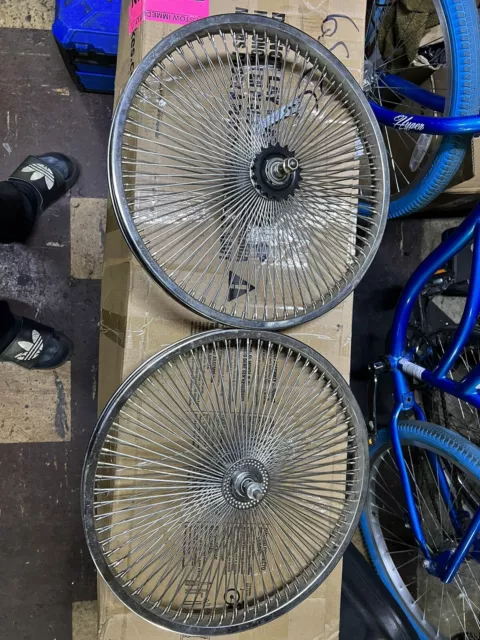 20 BICYCLE WHEEL Rims Set 144 spokes Rear Front Chrome Beach Cruiser Lowrider 235.00 PicClick
