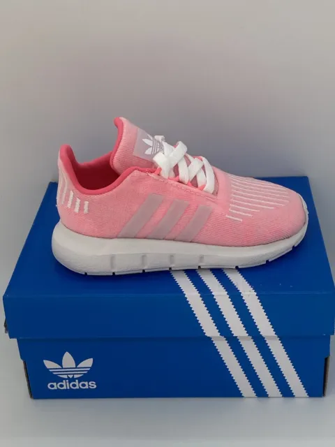 New Adidas Kids Swift Run 1 Trainers In Pink And White Size Uk 5.5 K