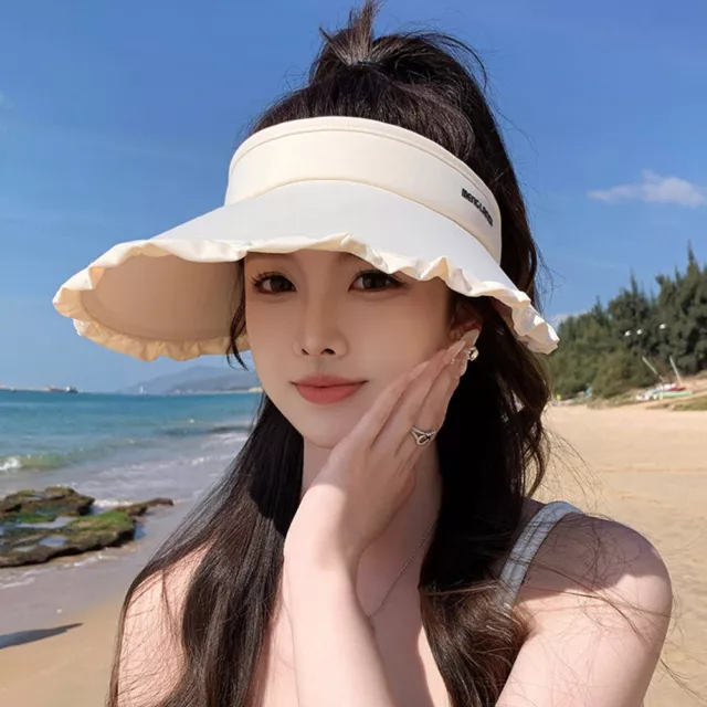 Wide Brim Women Sun Visor Hat Uv Protection Sun Hat Fashion Beach Cap  Women