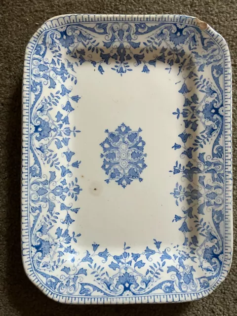 Antique T & R Boote Blue and White Serving Platter Ironstone Transferware 9"x6"