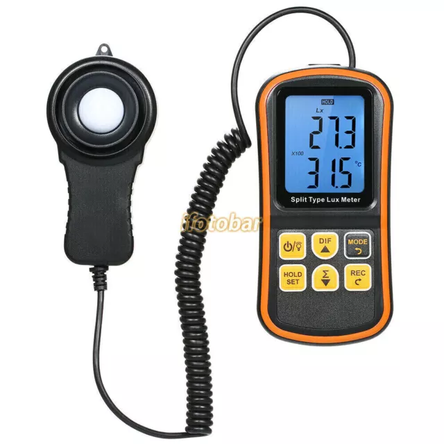 Digital LCD Luxmeter Light Meter 0-200000 Lux Split Type Handheld Illuminometer