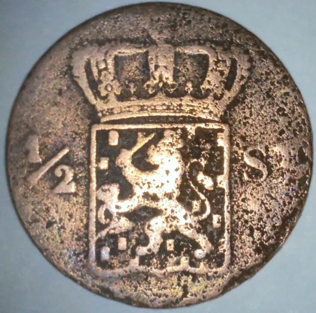 DUTCH EAST INDIES 1825 1/2 STUIVER Nederlands-Indië Sumatra Colonial Coin NL24