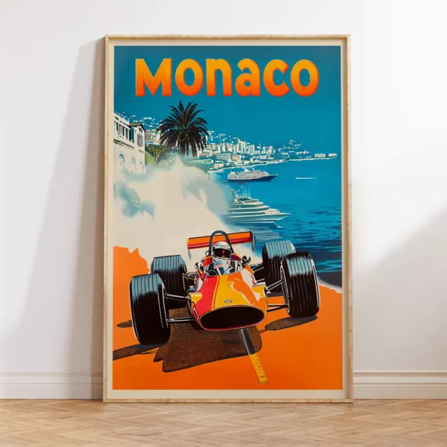 Monaco Grand Prix Poster | Vintage Style F1 Print | Retro Formula One Wall Art