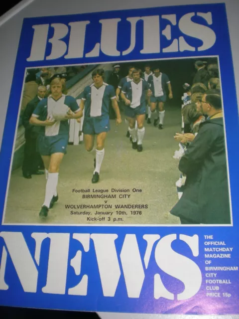 BIRMINGHAM CITY v WOLVERHAMPTON WANDERERS,10th JANUARY 1976,DIVISION 1,MINT COND