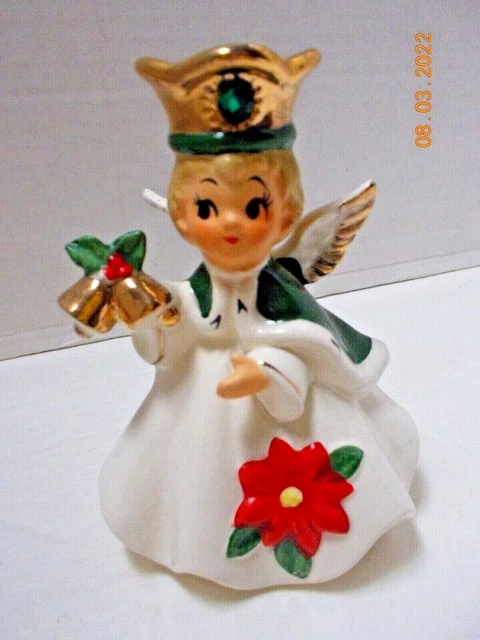 Vintage 1950's Josef Originals Christmas ANGEL FIGURINE /CANDLE HOLDER-4" -Japan