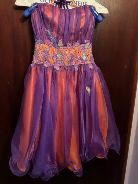 Purple Orange Custom Made Prom Semi Formal Prom Dress Size 0