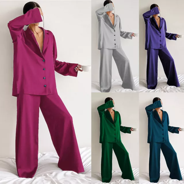 Ladies Womens Pyjamas pj Set Nightwear LoungeWear pyjama pajamas Top + Trousers