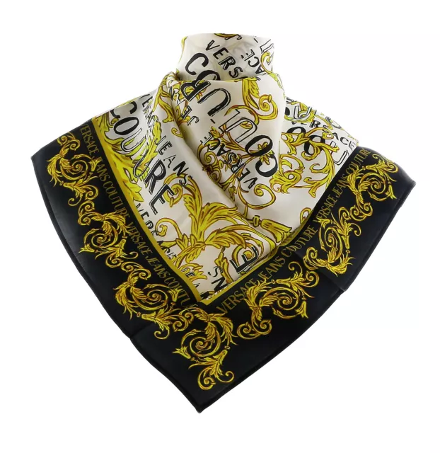 Versace Jeans Couture White/Gold Signature Baroque Print Square Scarf