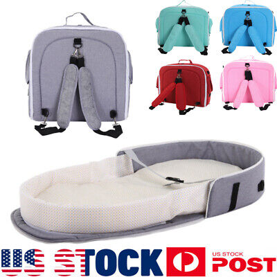 Foldbale Bag Infant Baby Bed Portable Bassinet Crib Backpack Basket Travel/Sleep
