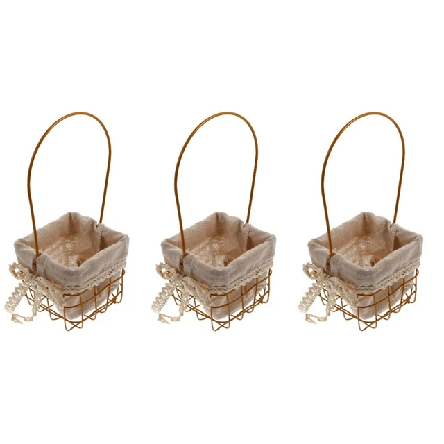 3 pcs Griff Dekorative Tragbare Zarte Lagerung Korb Korb Korb Für Hochzeit