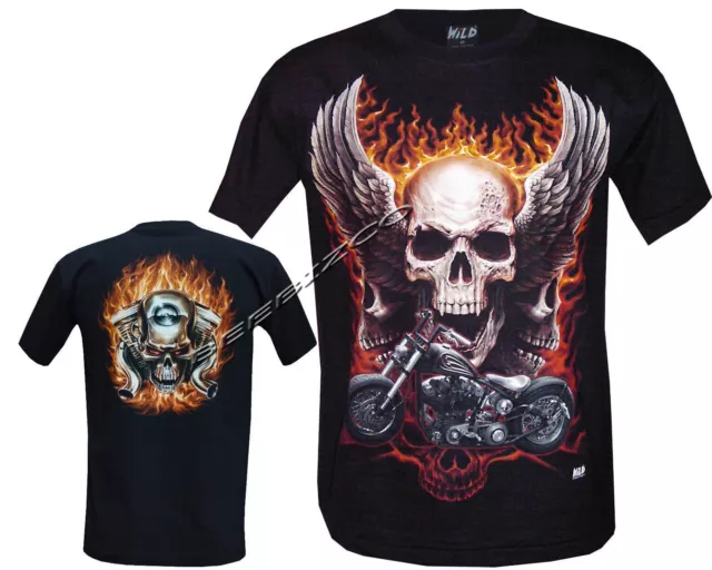 Mens Ghost Rider Skull Motorbike Motorcycle Glow in The Dark Biker T Shirt S-3XL