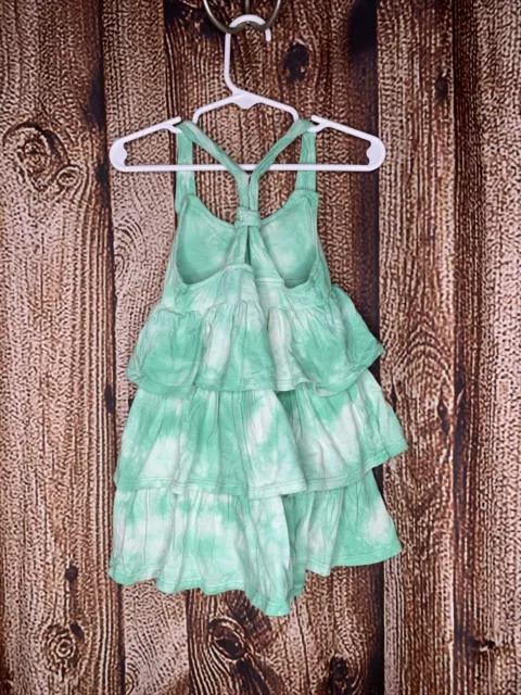 Roxy Teenie Wahine Toddler Girl’s Tiered Tank Top Green Tie Dye Size 2T 3