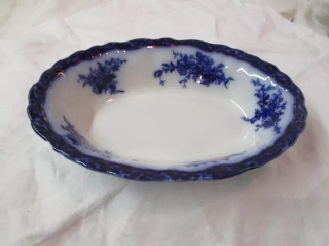 Antique England Stanley Pottery Co Flow Blue oval Serving Bowl Touraine