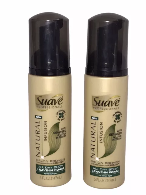 Suave Natural Infusion Seaweed Lotus Blossom All Day Body Leave-In Foam 5oz (2)