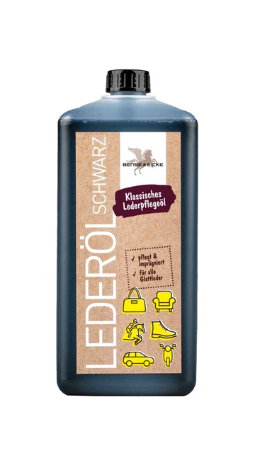 Aceite de cuero Bense & Eicke negro 1000 ml para el cuidado y conservación del cuero oscuro