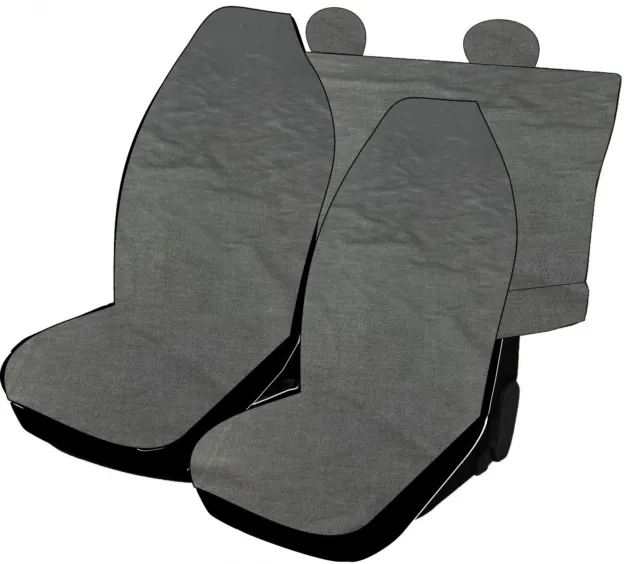 Set de housses de siège compatibles avec Peugeot 107 en coton gris/noir made ita