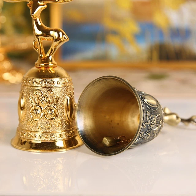 Cloche à Main En Métal Bronze - Forme Cerf - Pour Restaurant, Hôtel, Service - 11cm
