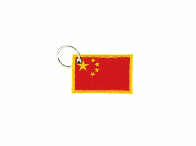 Keychain keyring embroidered embroidery patch double sided flag china