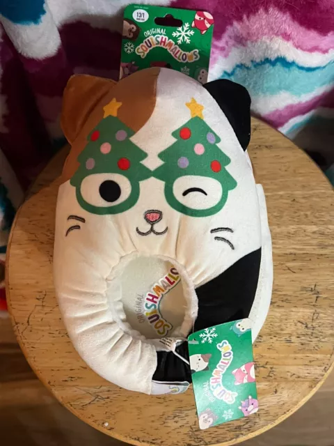 New Big Girls Squishmallow Holiday  Cat Plush Slippers 13/1