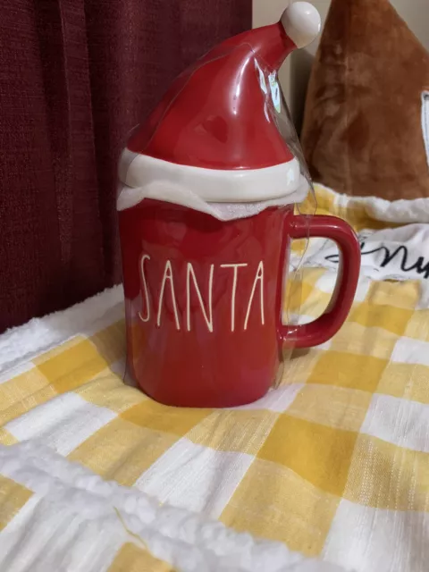New Rae Dunn Red SANTA Mug With Santa Hat Topper Christmas 2020