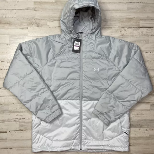 Under Armour Men's UA Insulate Hooded Puffer Jacket 1372655 Gray Size 2XL NWT