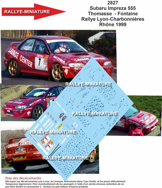 Décalcomanies 1/43 Subaru Impreza Rallye Jean Joseph Lyon Charbonnières 1998 Altaya