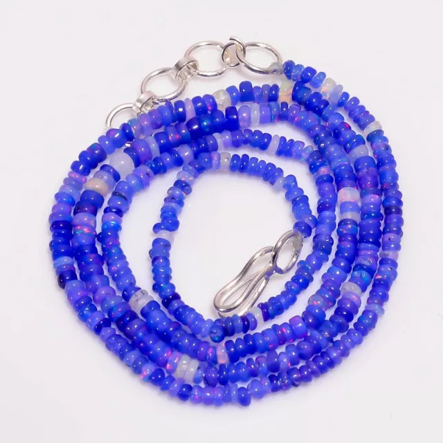 Collier de perles lisses en opale éthiopienne bleue naturelle, rondelles de...