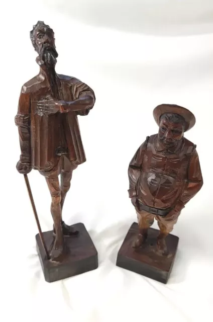 Vintage Carved Wood Figures  -  Ouro Carvings of Don Quixote and Sancho Panza