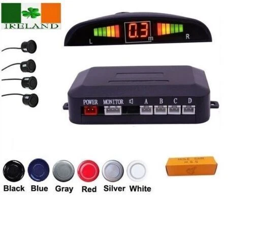 Car Parking Sensor 4 LED Kit Rear Reverse Gear Sensors New Black Silver