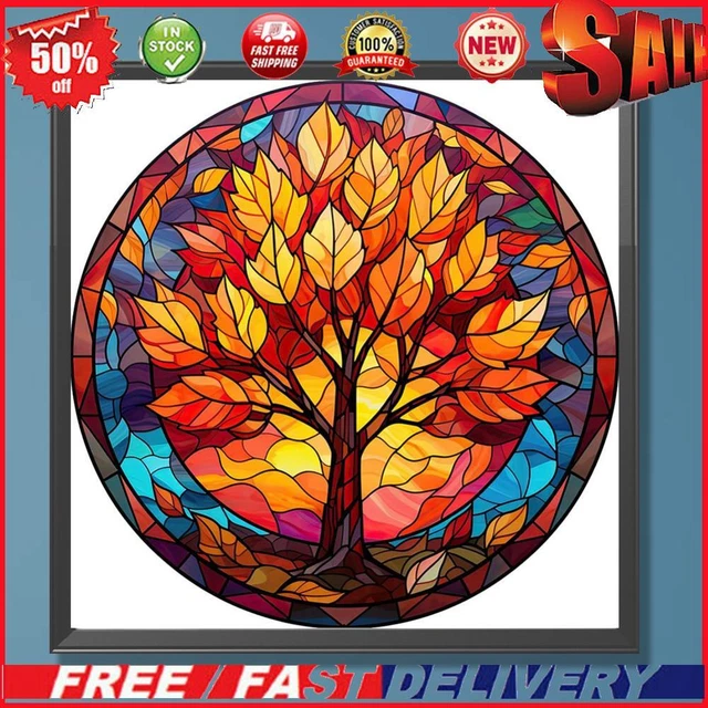 Paint By Numbers Kit On Canvas DIY Oil Art Autumn Maple Tree Picture 40x40cm