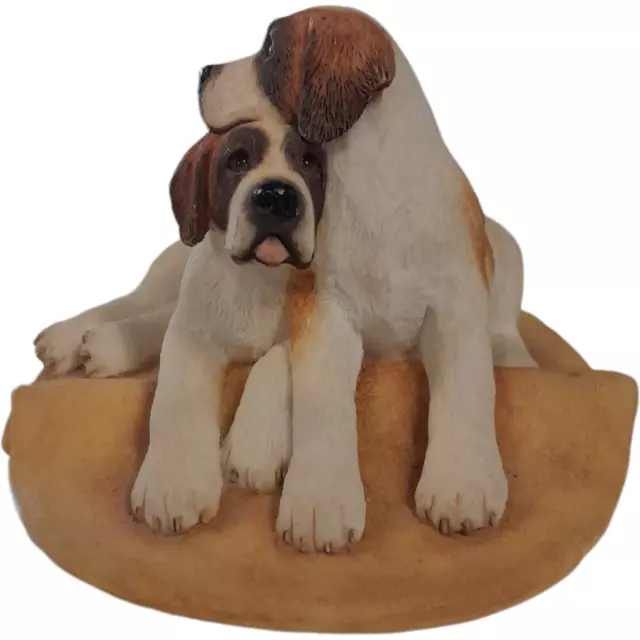 Hand Painted St Bernard Dog Pair On Mat Figurine 55129