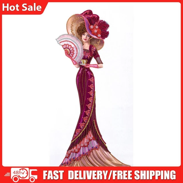 5D DIY Special-shape Diamond Painting Dress Lady Partial Drill Art (Y041)