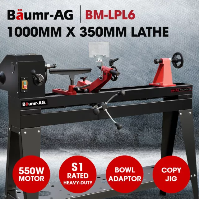 BAUMR-AG Wood Lathe 1000 x 350mm 550W Turning Machine Tools Hobby Timber Stand